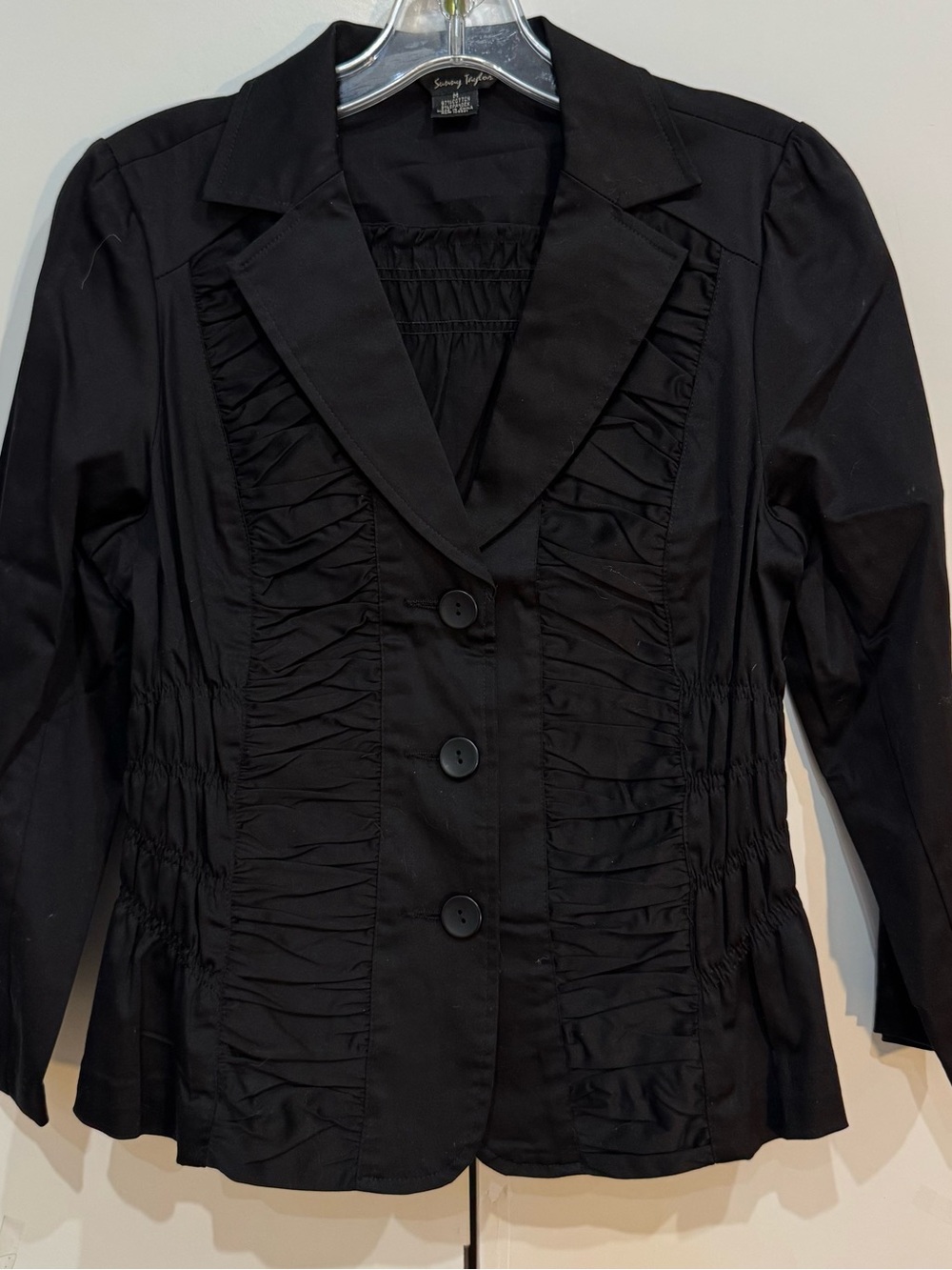 Fitted Black Jacket M Stretch with Rousching  Goth office academia Vibe